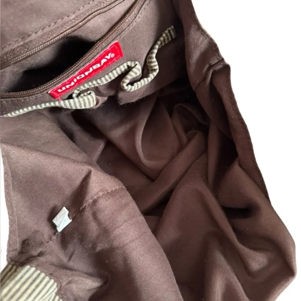 Y2K Unionbay large‎ fabric hobo tote with accent bow brown-multicolored
